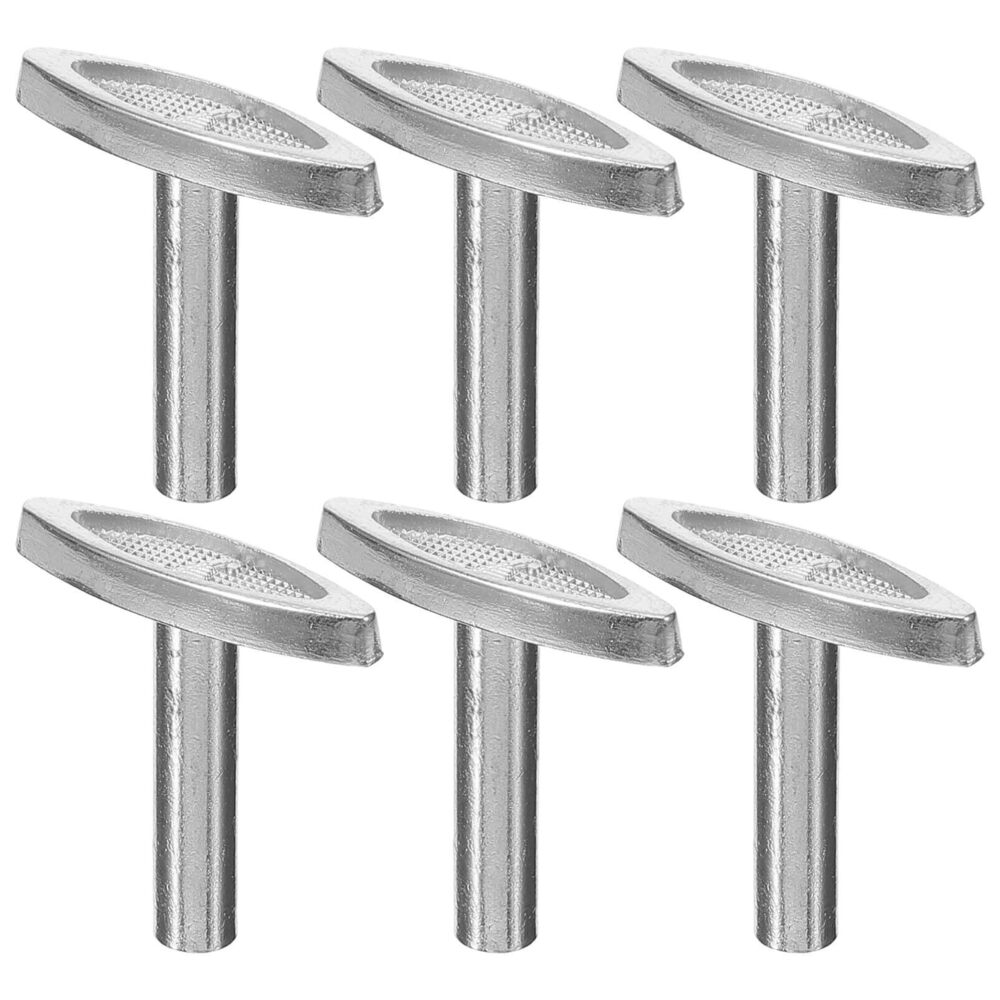 8971 Music Box Winding Key 6pcs Silver Plated Metal Winder T-Bar